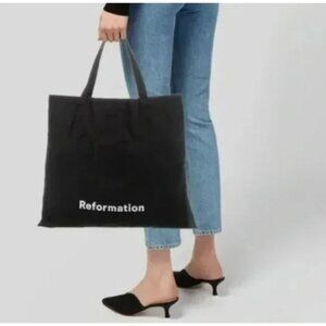 Reformation Black Canvas Logo Tote Bag EUC